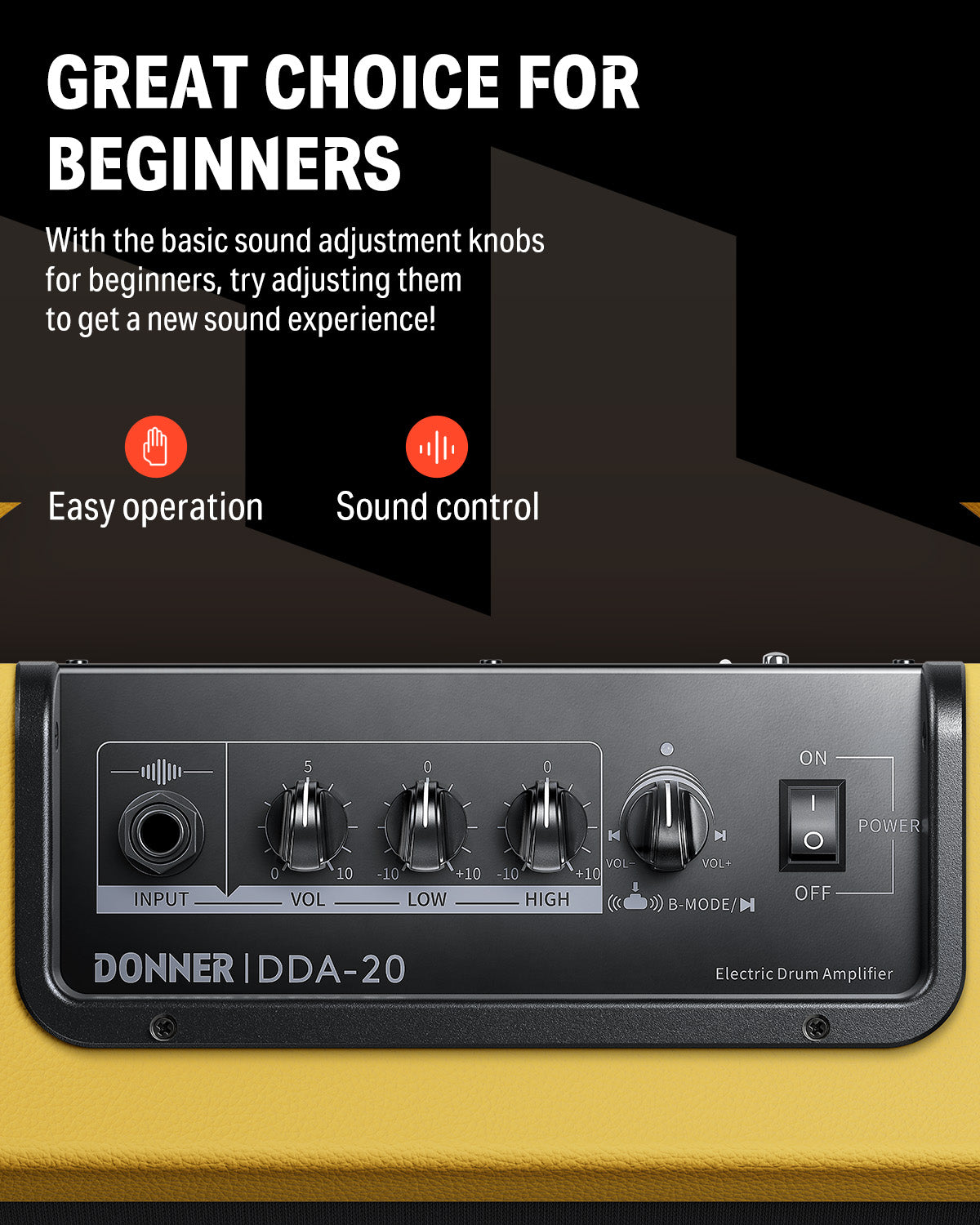 Donner DDA-20 Mini Electronic Drum Amplifier-Yellow##