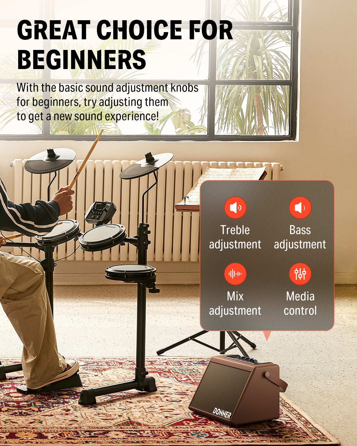 Donner DDA-20 Mini Electronic Drum Amplifier-Brown##