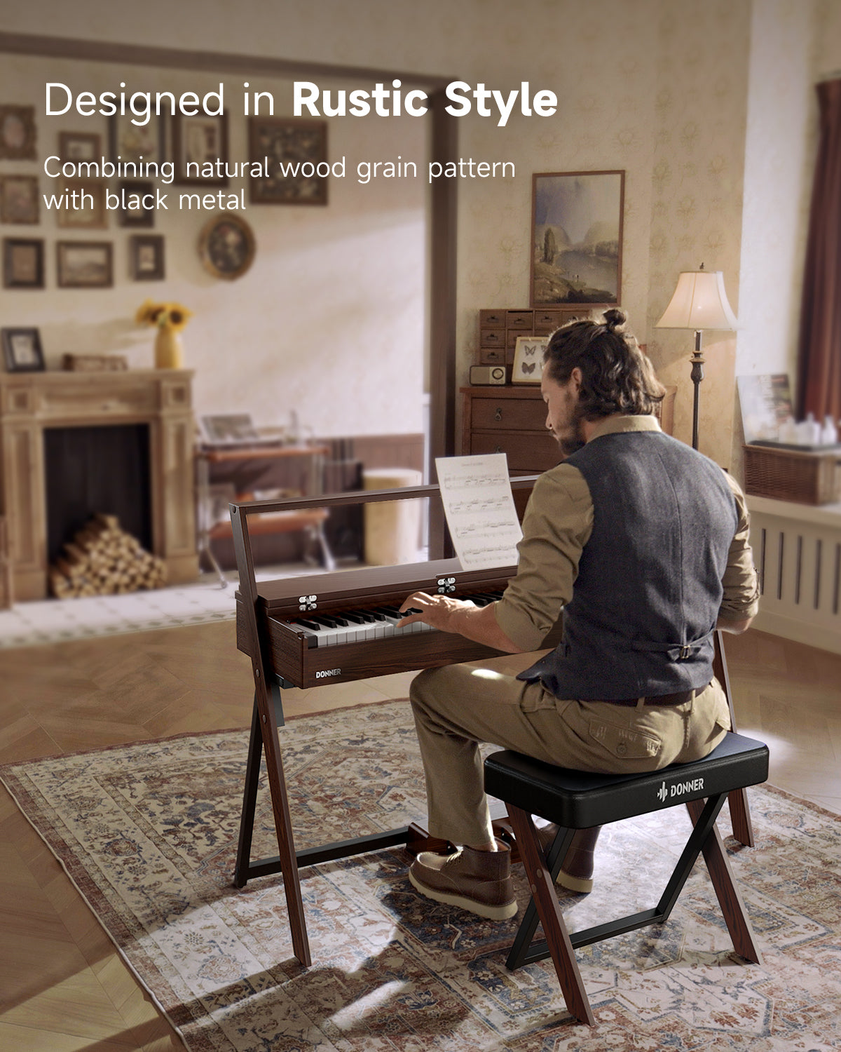 Donner OURA™ R300 88-key home digital piano Light Wood/Walnut-Walnut##