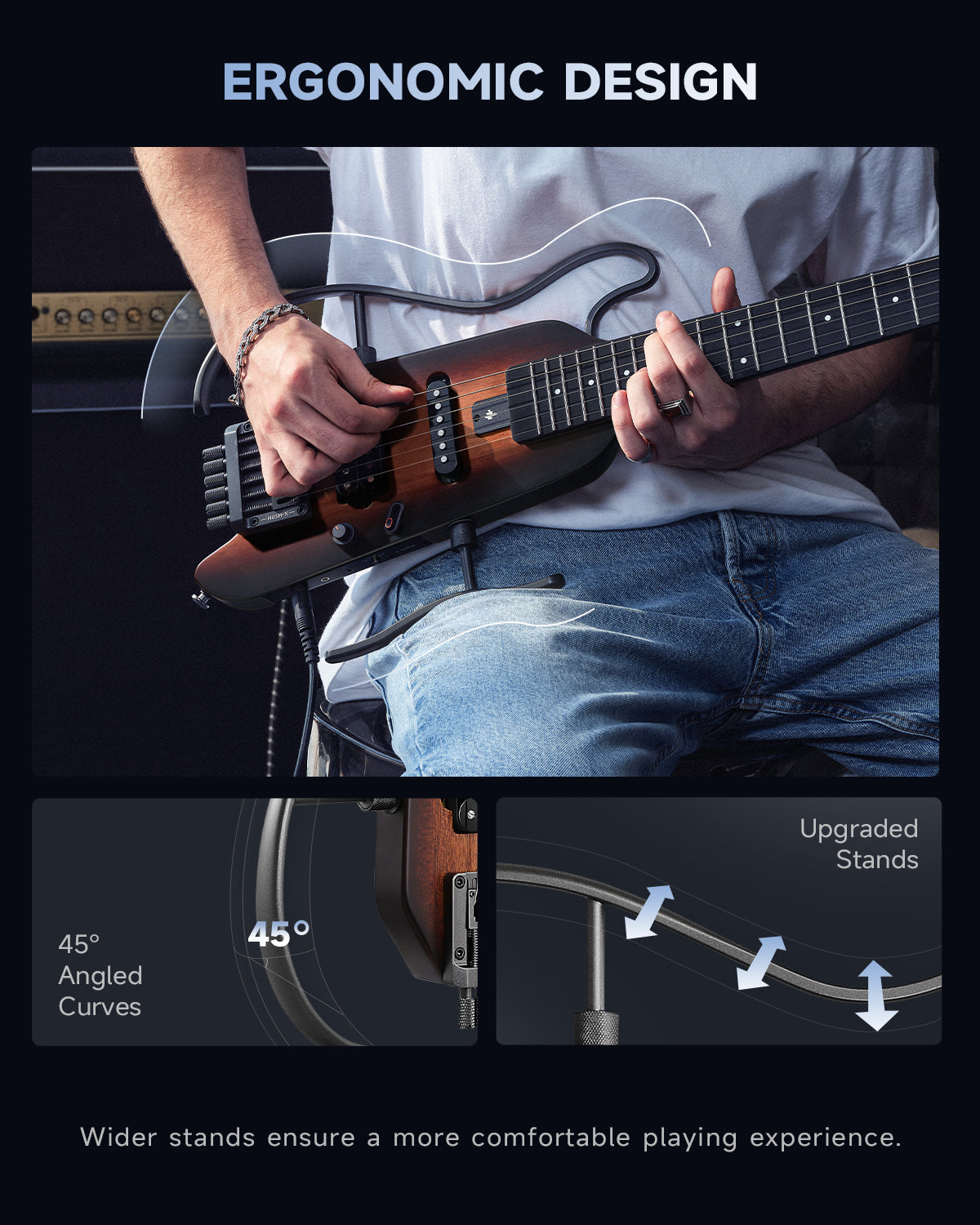 Donner HUSH-X Electric Guitar Kit for Travel-Sunburst##