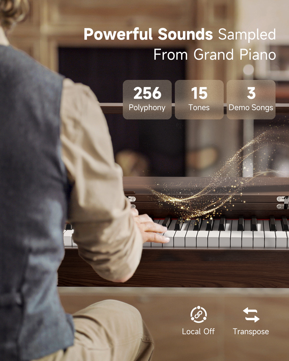 Donner OURA™ R300 88-key home digital piano Light Wood/Walnut-Walnut##