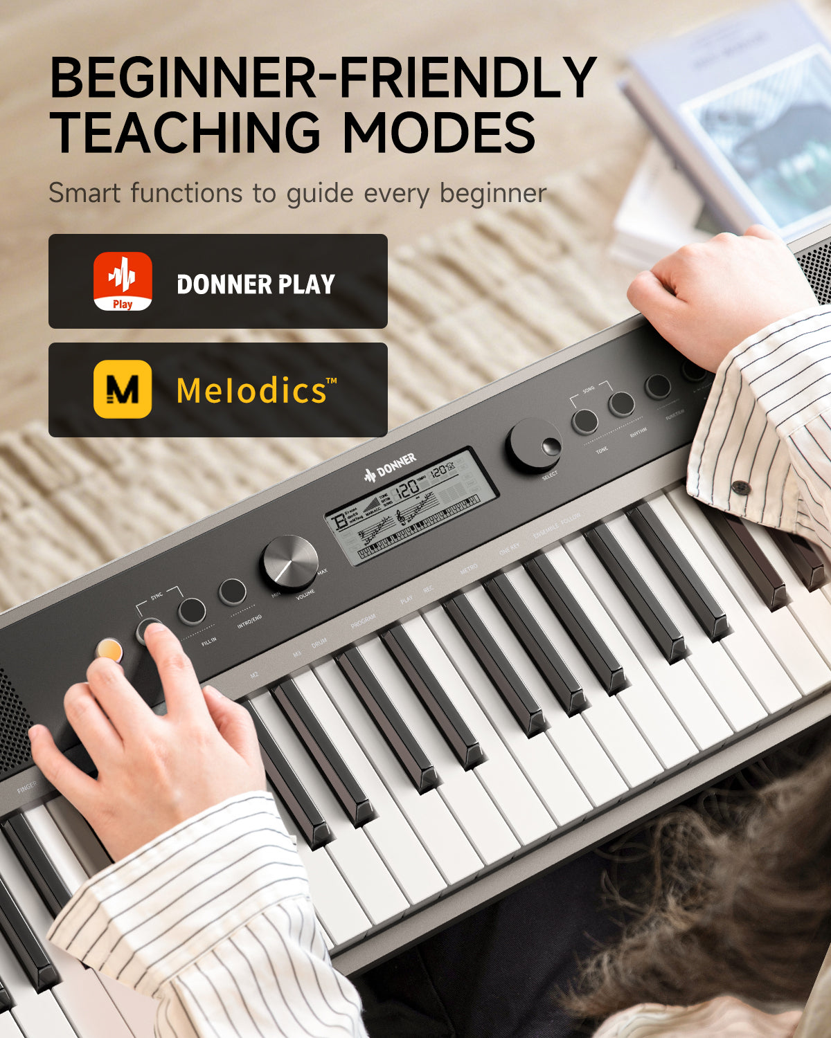 DONNER SD-15 61-Key Electronic Keyboard Set Gray