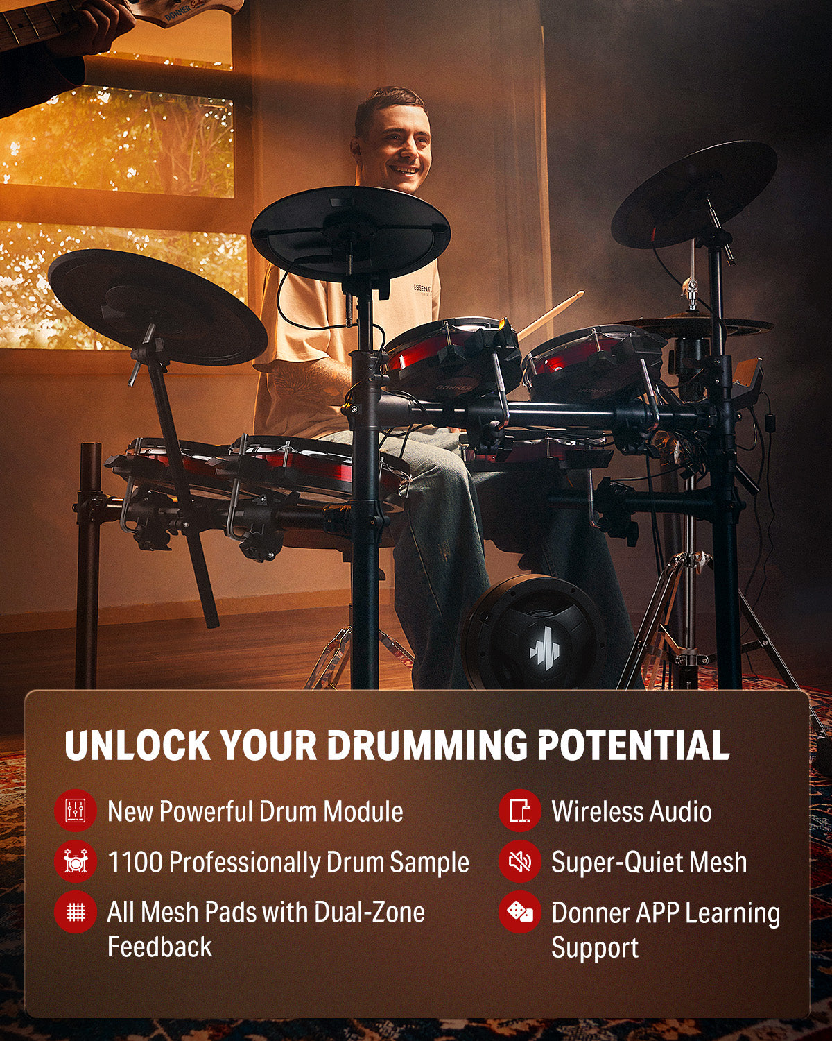 Donner DED-300 PRO Electronic Drum Set with Independent Hi-Hat