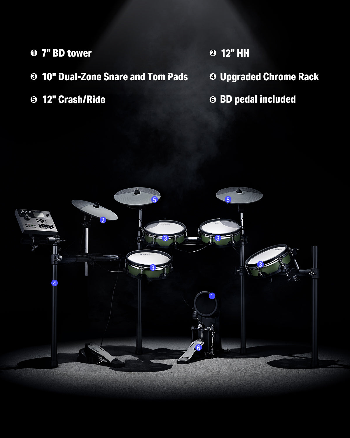 Donner DED-500 Electric Drum Set 5-Drum 3-Cymbal