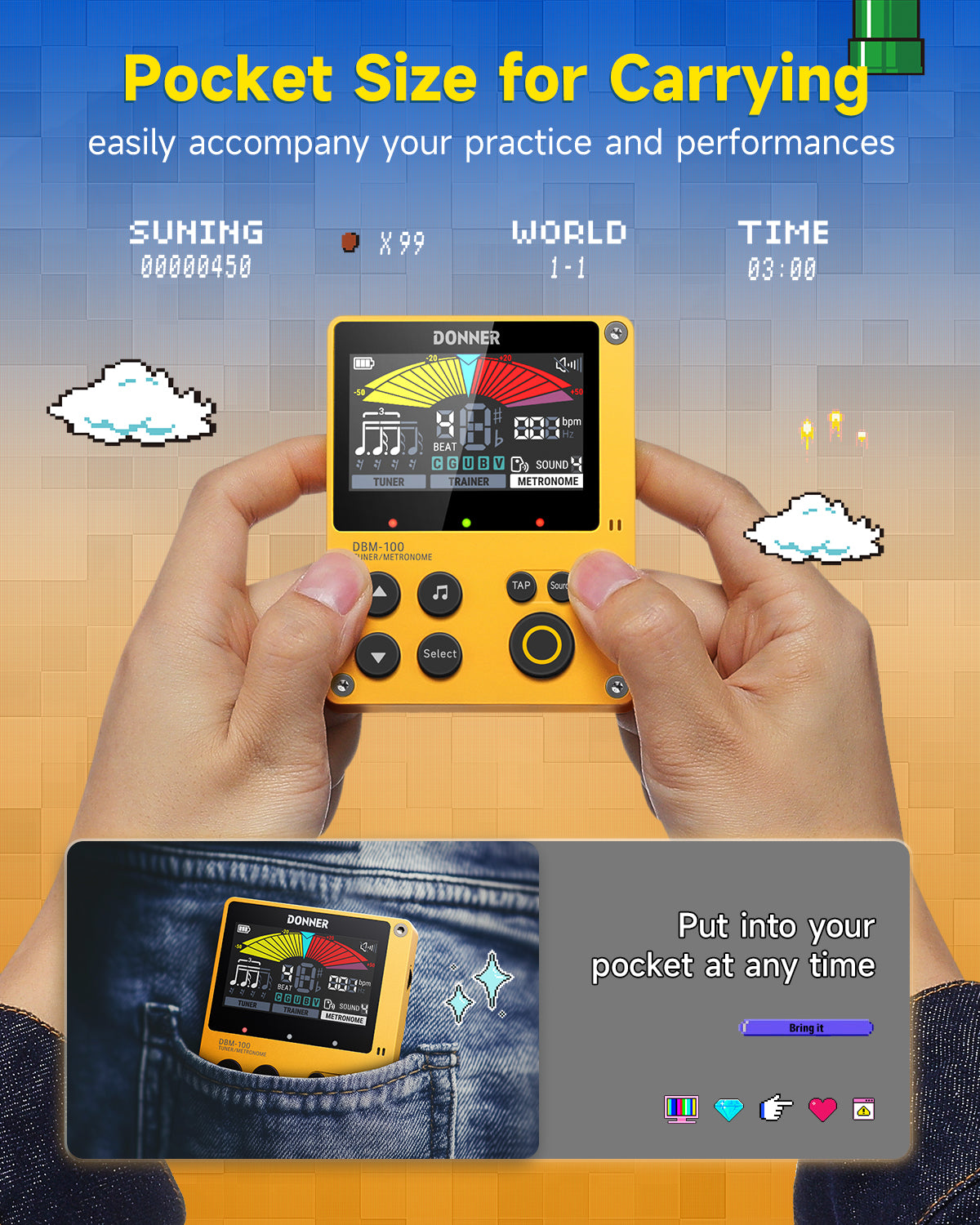 Donner DBM-100 Metronome-Yellow##