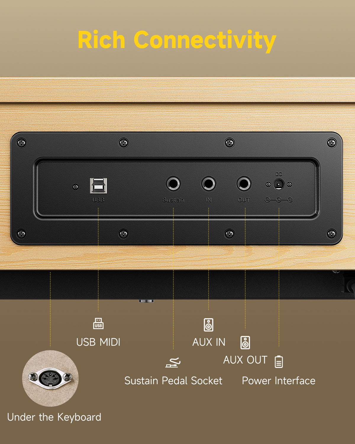 Donner OURA™ R300 88-key home digital piano Light Wood/Walnut-Light Wood##