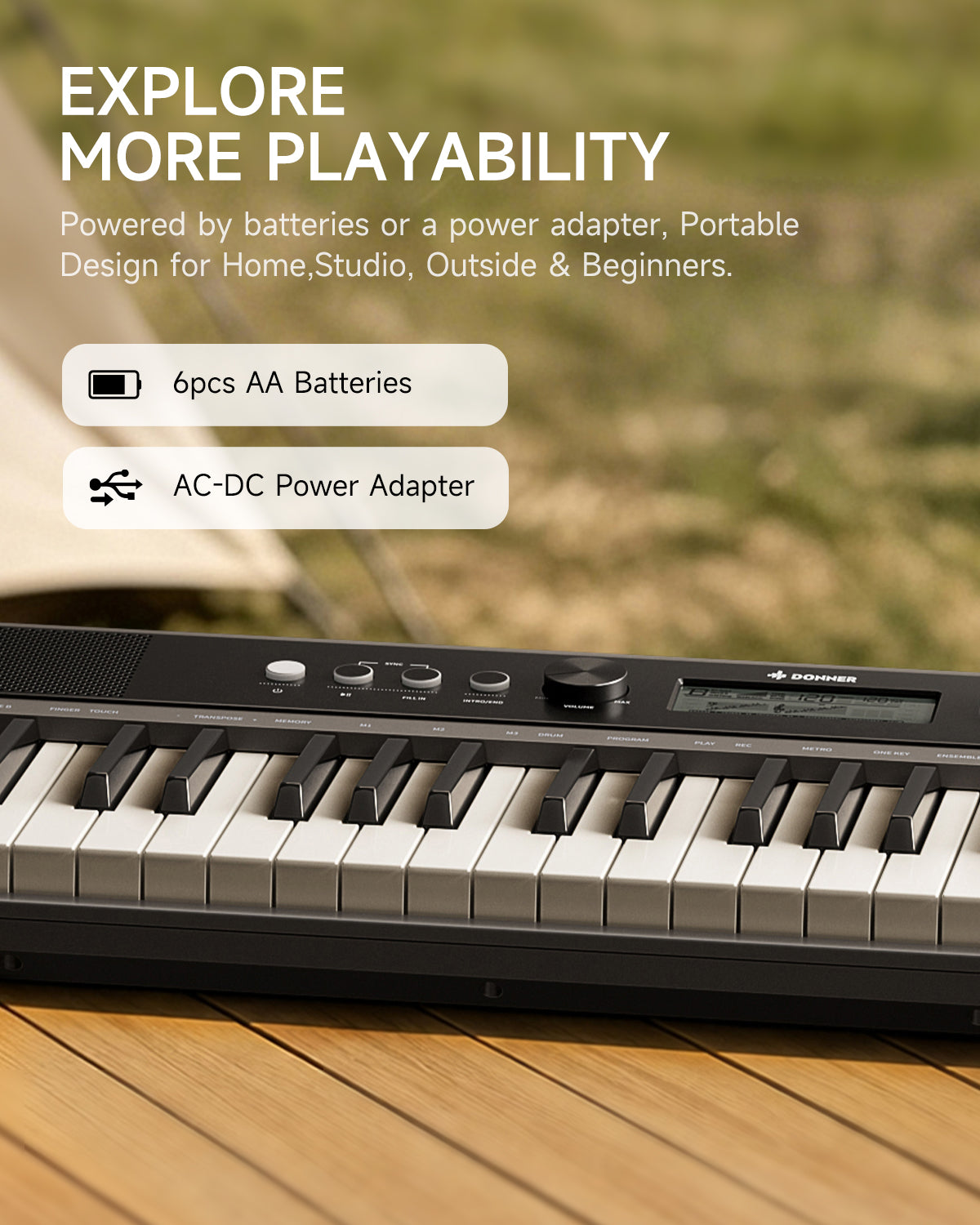 DONNER SD-15 61-Key Electronic Keyboard Set Gray