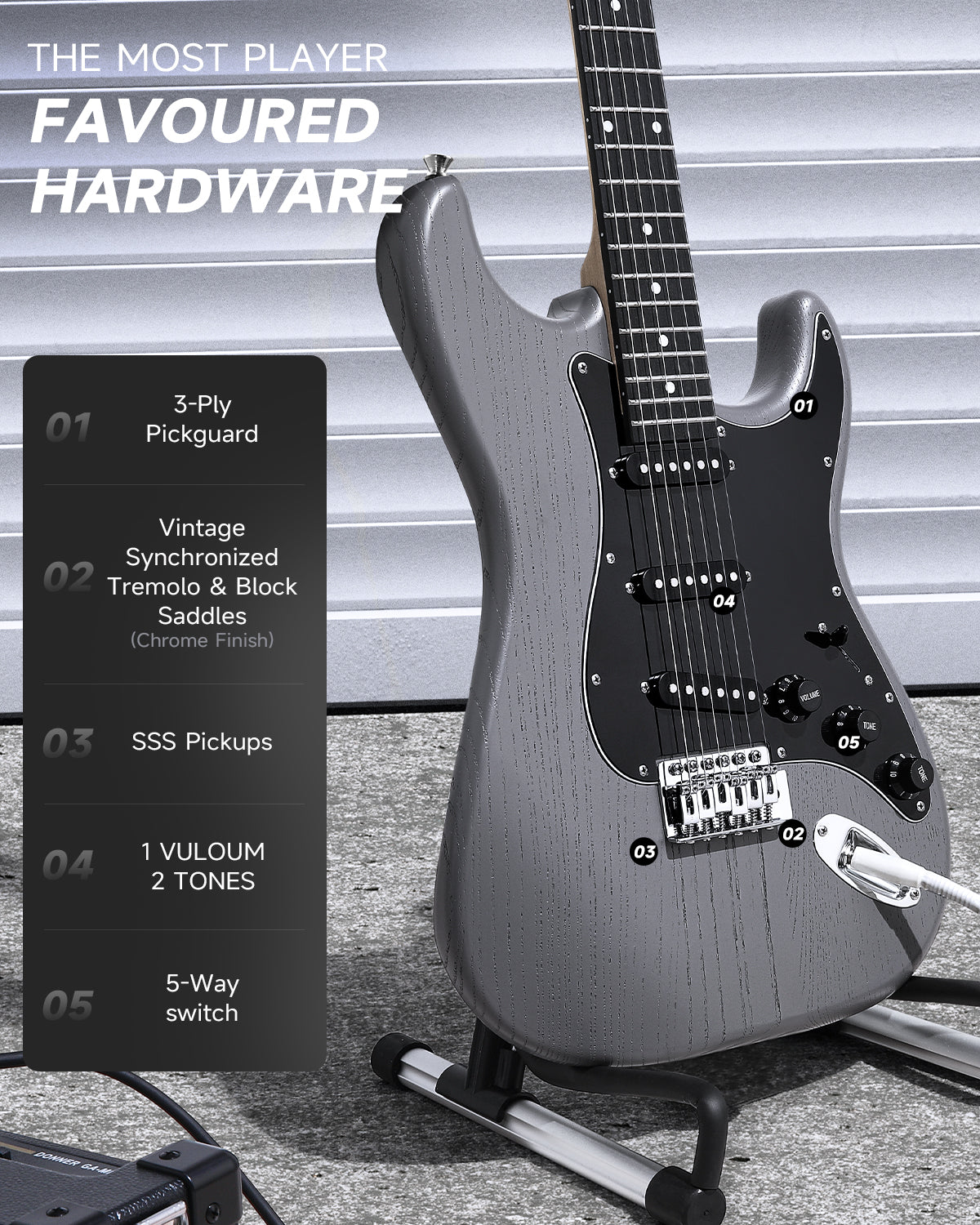 Donner DST-80 Sunburst Electric Guitar with Amplifier,Strap,String,Tuner,Cable,Capo and Pick-Black##