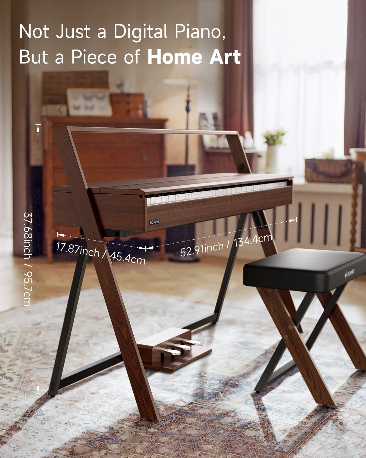 Donner OURA™ R300 88-key home digital piano Light Wood/Walnut-Walnut##