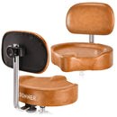 Donner Brown Drum Throne with Backrest Hydraulic Adjustable Height Motorcycle-Style Seat