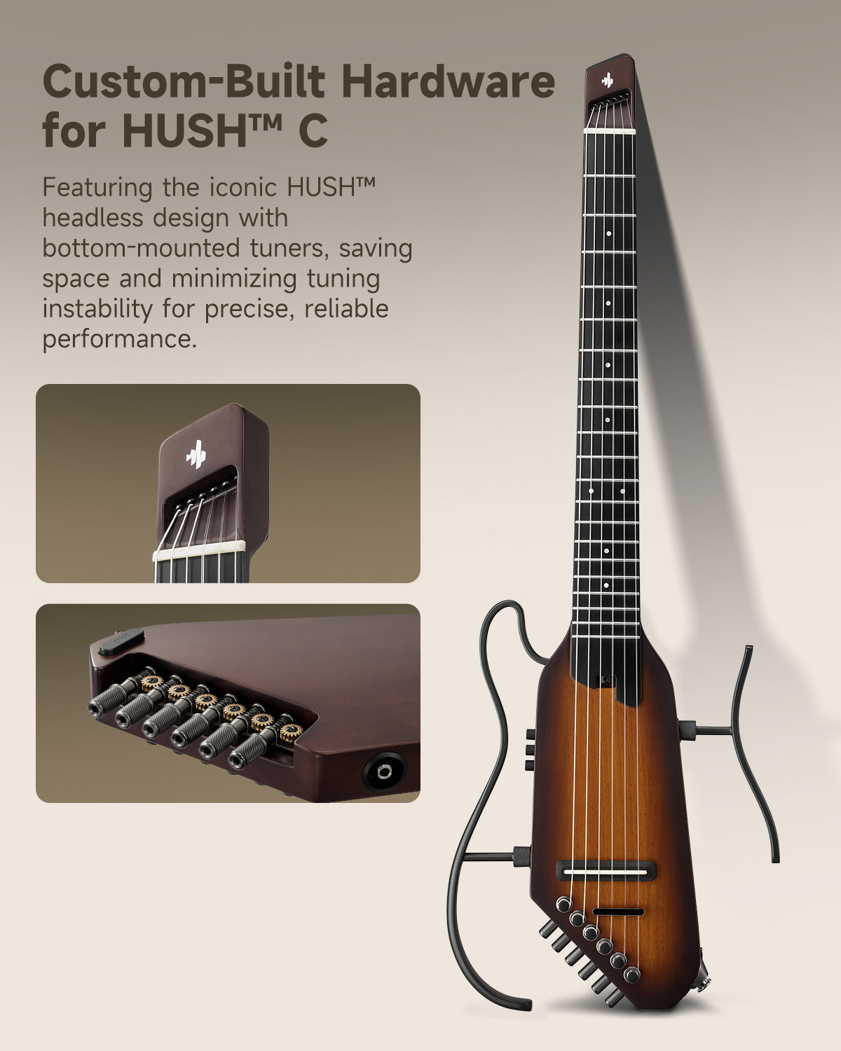 Donner HUSH™ C Classical Nylon String Guitars-Sunburst##