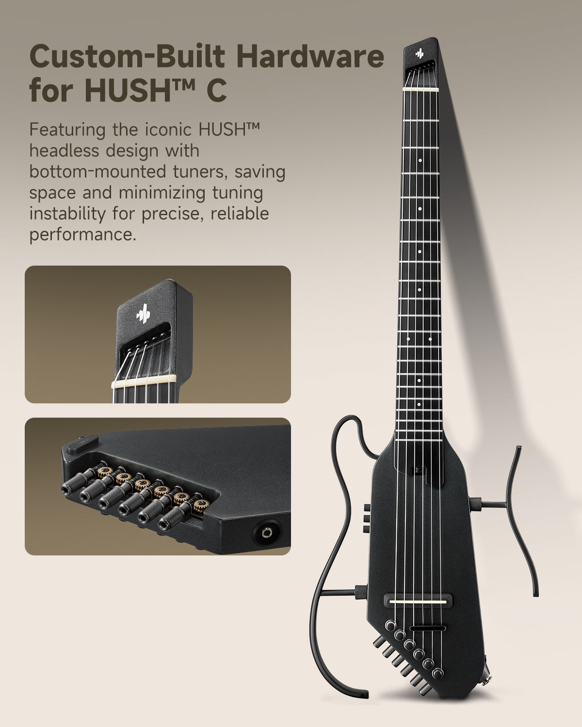 Donner HUSH™ C Classical Nylon String Guitars-Black##