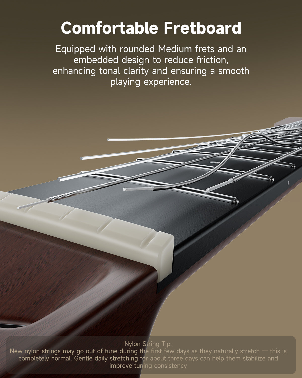 Donner HUSH™ C Classical Nylon String Guitars-Sunburst##