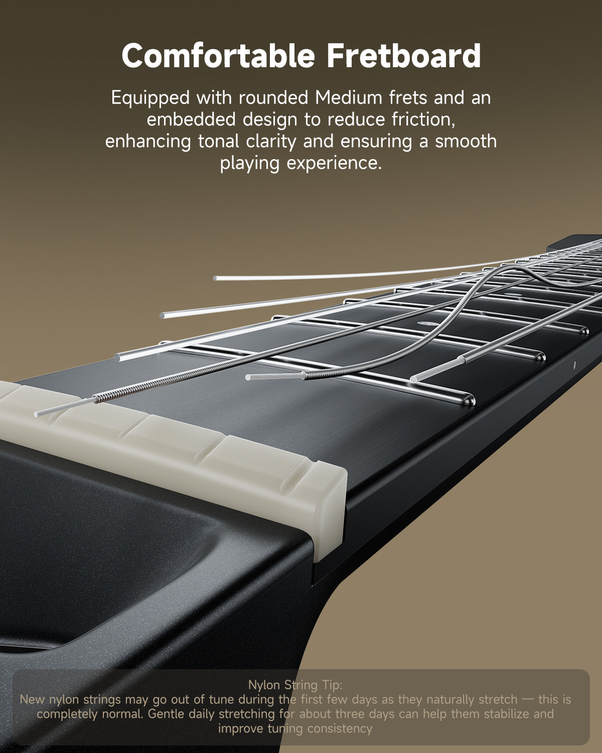 Donner HUSH™ C Classical Nylon String Guitars-Black##