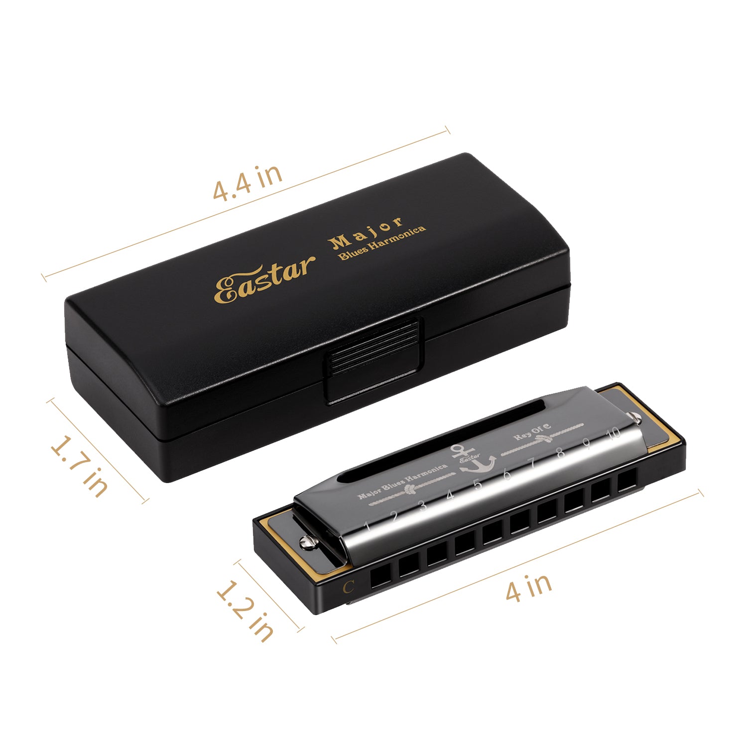 Eastar Major Advanced 10-Hole C Blues Harmonica Black