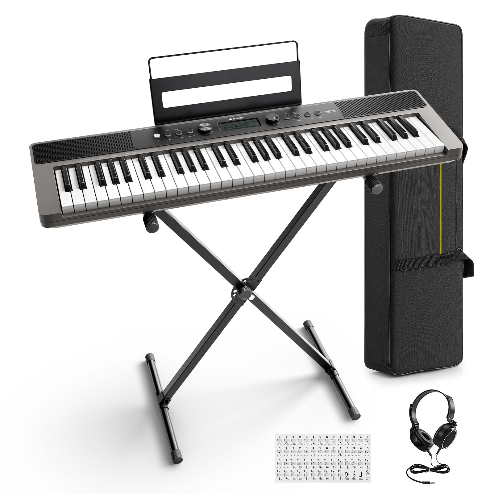 DONNER SD-15 61-Key Electronic Keyboard Set Gray