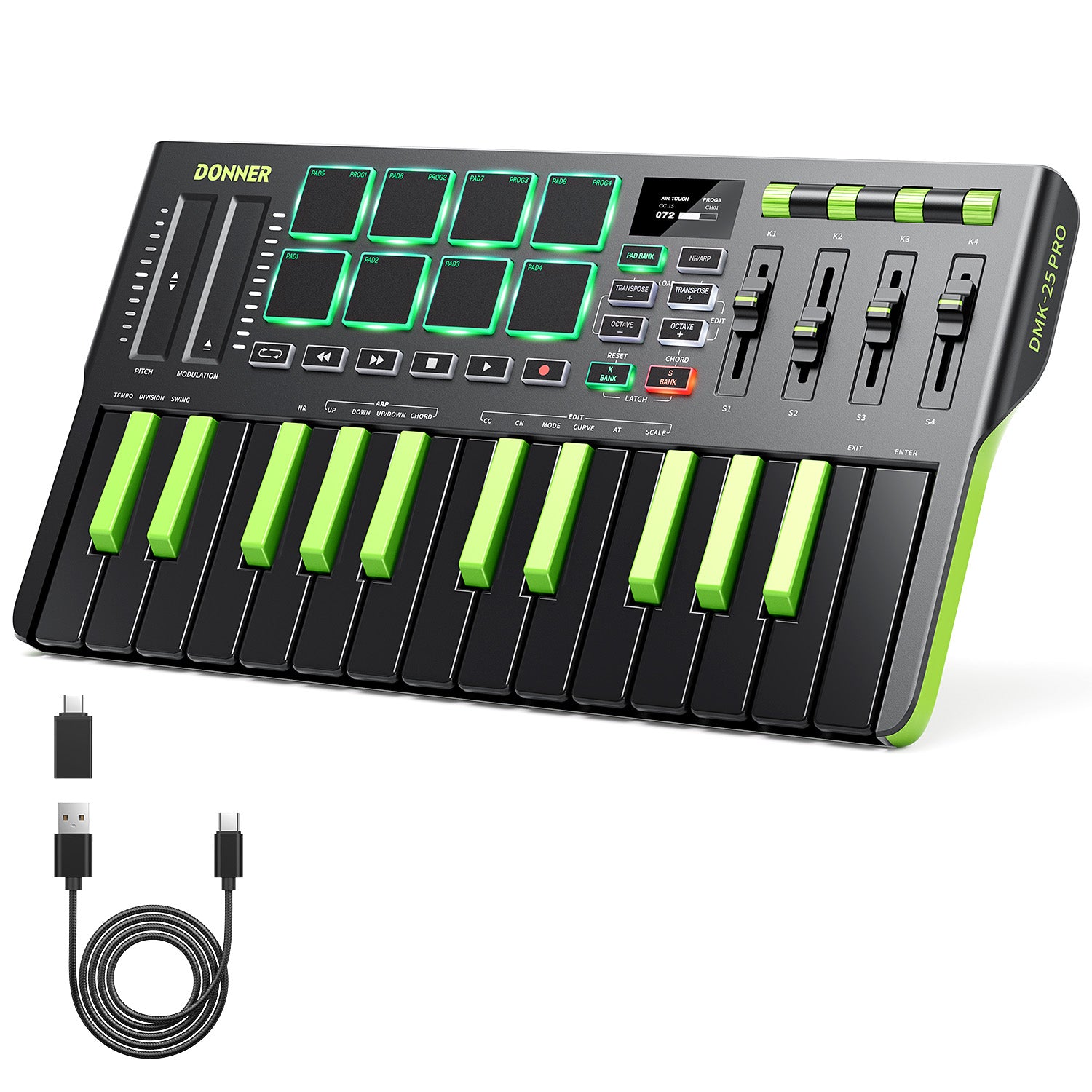Donner DMK-25 PRO MIDI Keyboard-Green##