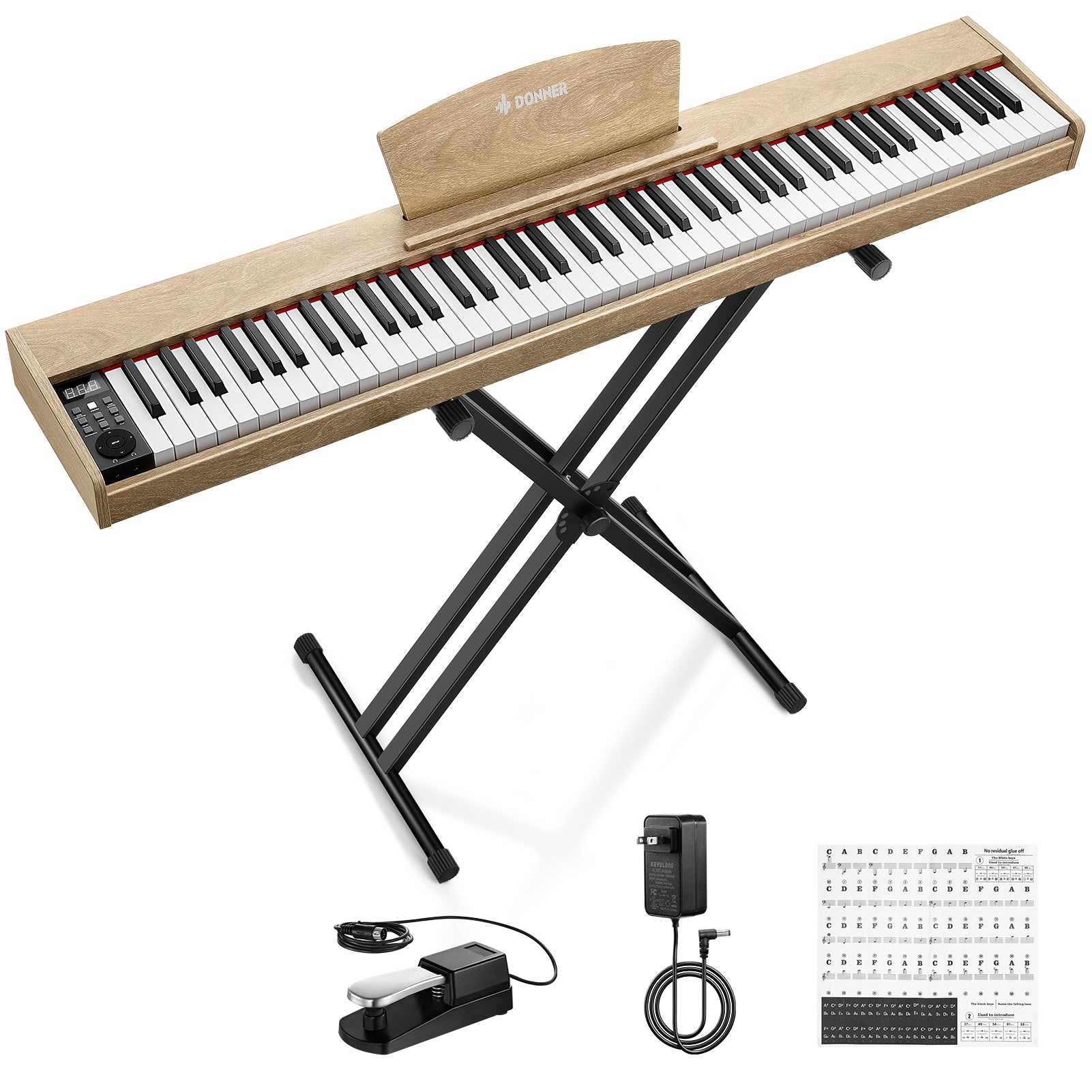 Donner DEP-1S Beginner Digital Piano Kit-Light wood##