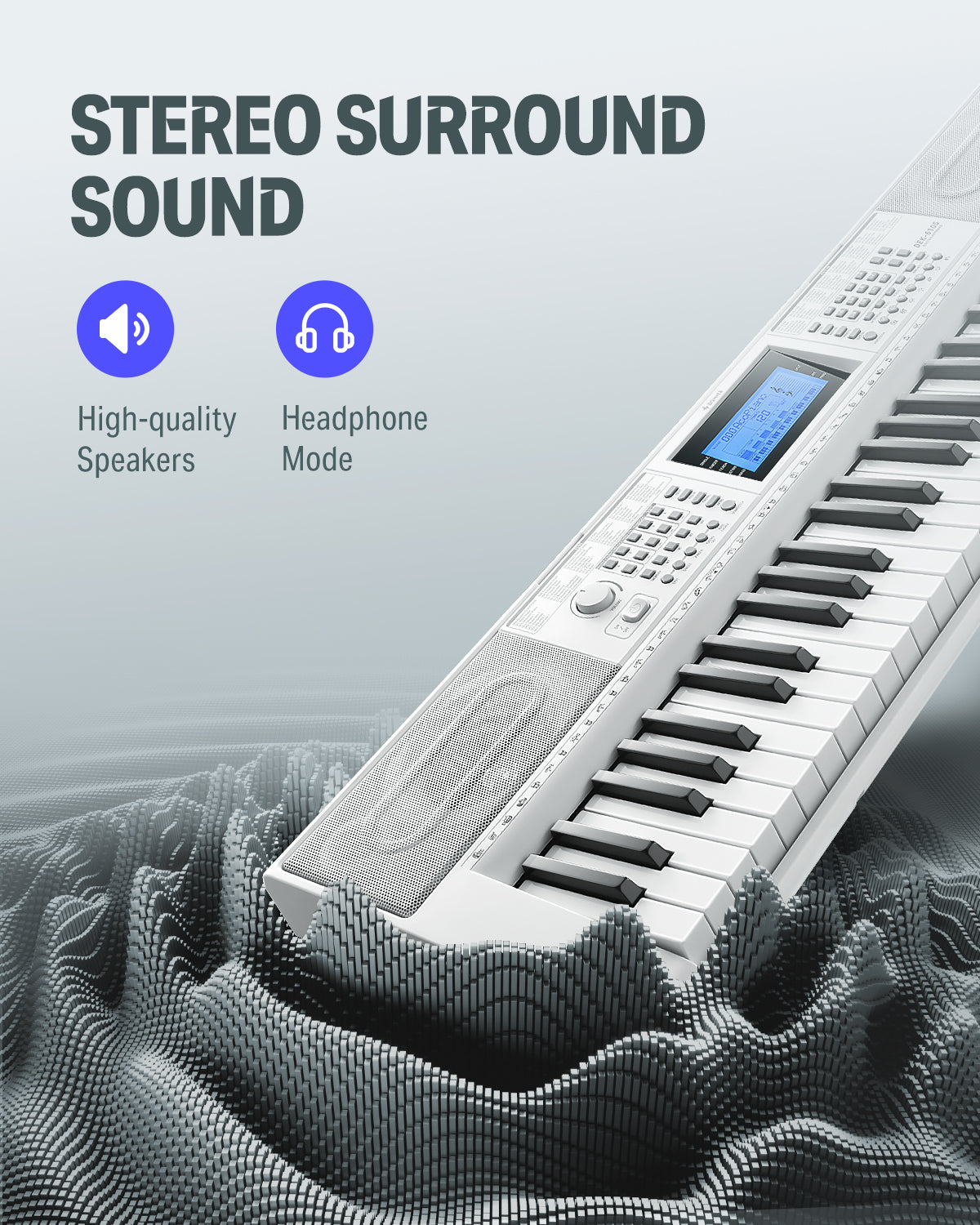 Donner DEK-610S 61 Key Electronic Keyboard Set with Stand/Stool/Microphone-White##