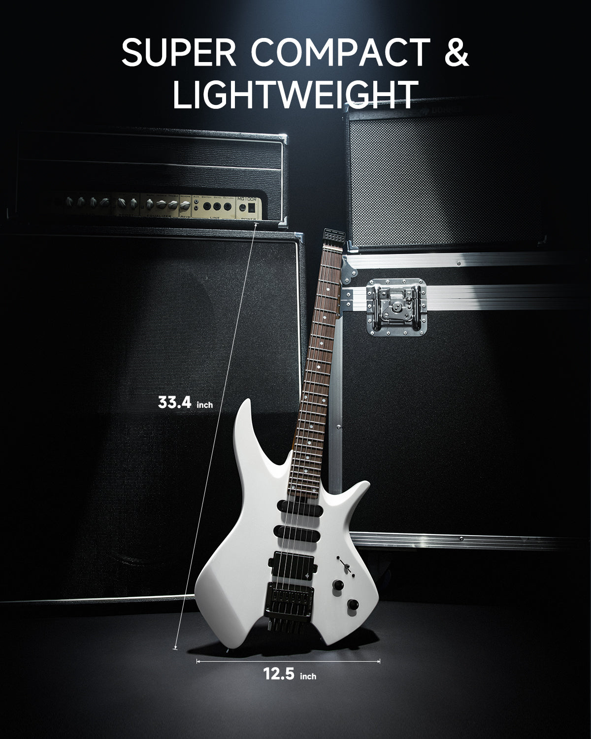 Donner NHL-500 Headless Electric Guitar-White##