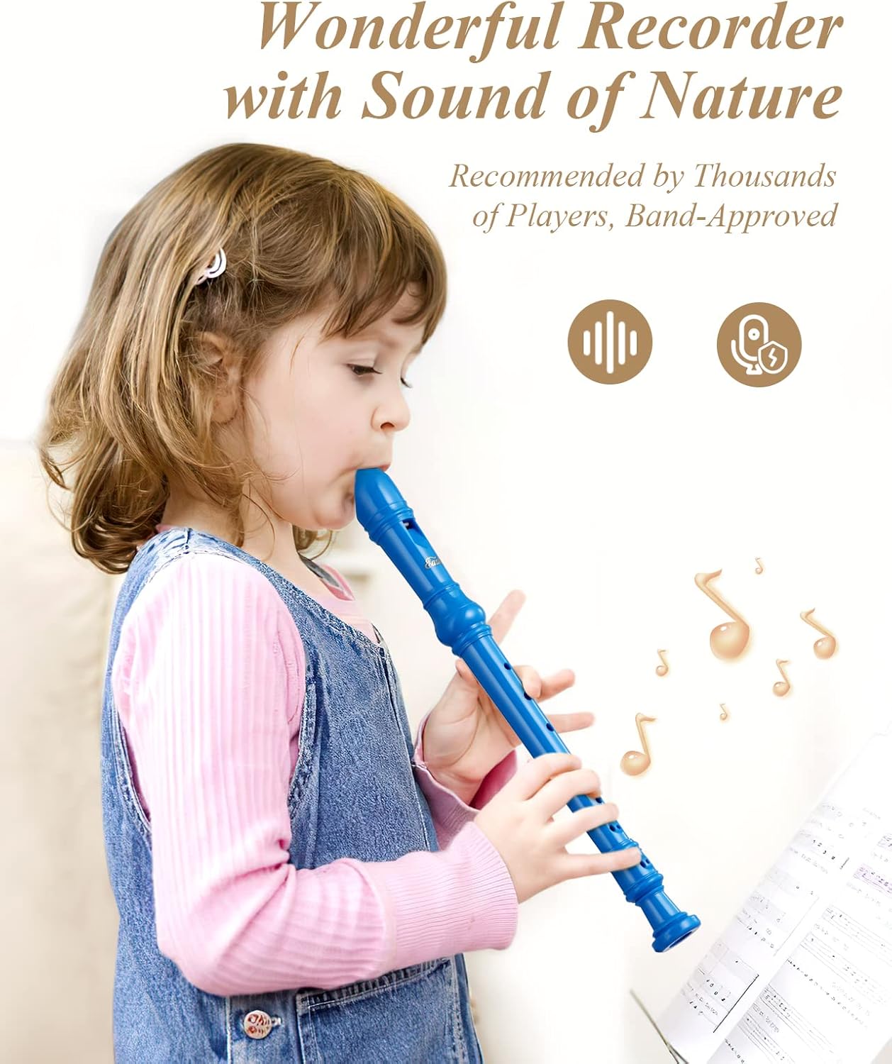 Eastar Soprano Recorder Instrument for Kids Beginners, German Fingering C Key Recorder Instrument 3 Piece with Cleaning Kit, Thumb Rest, Cotton Bag, Fingering Chart, ERS-21GB, School-Approved-Royal Blue##