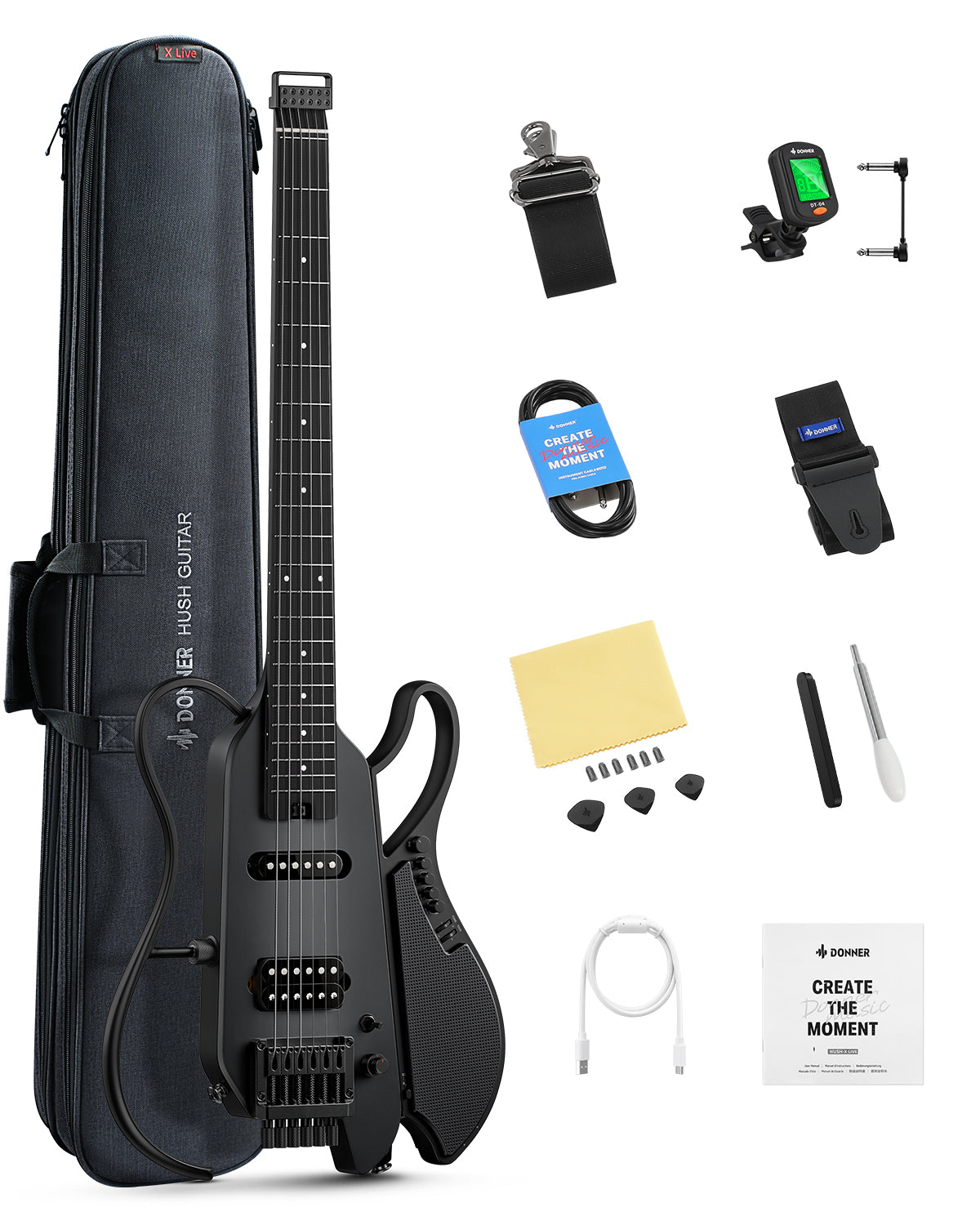 Donner HUSH™ X LIVE Guitar-Black##