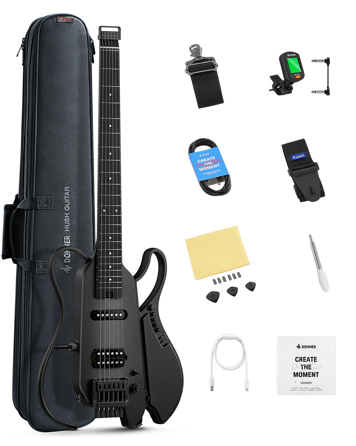 Donner HUSH™ X LIVE Guitar-Black##