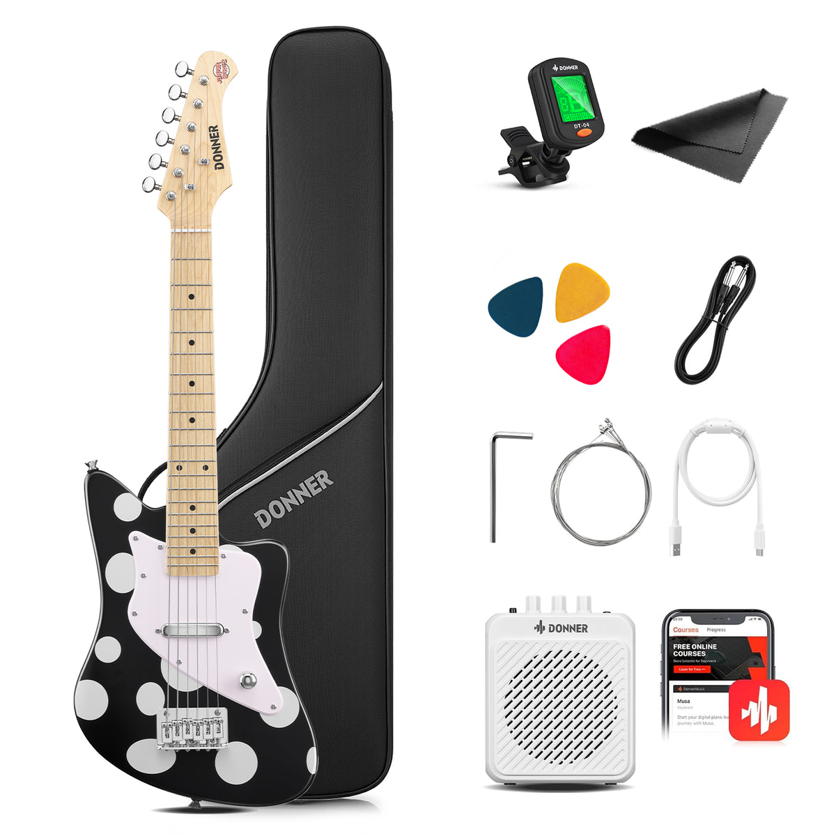 Donner DJM-100 Mono Dot 30 inch Kids Electric Guitar Kit