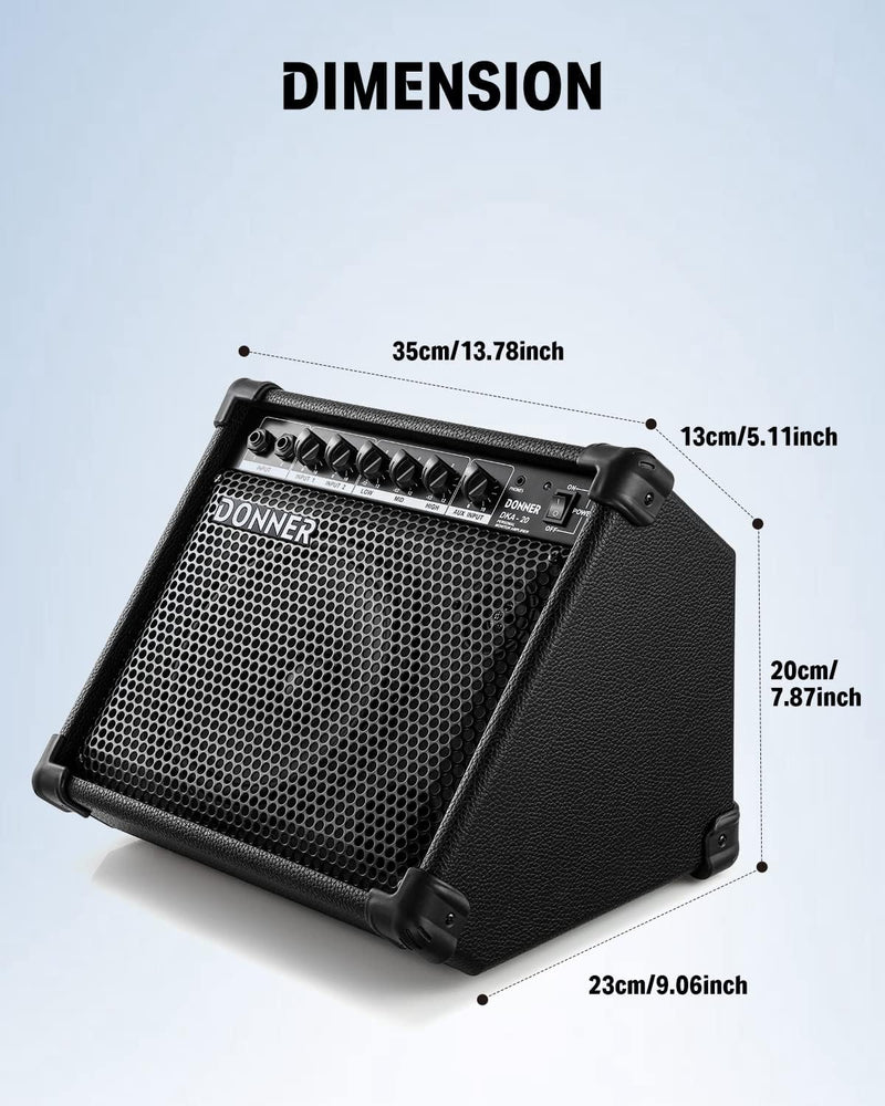Donner DKA-20 20 Watt Amplifier for Keyboard and Bass and Guitar and Electronic Drum and Speaker