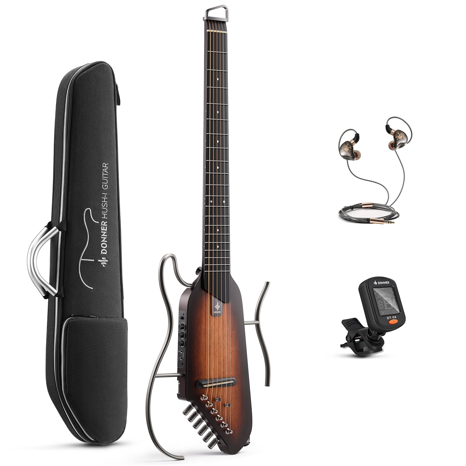 Donner HUSH-I Acoustic-Electric Guitar Kit for Travel Silent Practice