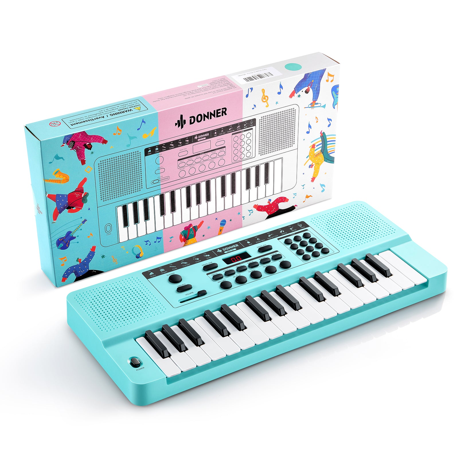 Donner DEK-32 32 keys Electronic Keyboard-Cyan##