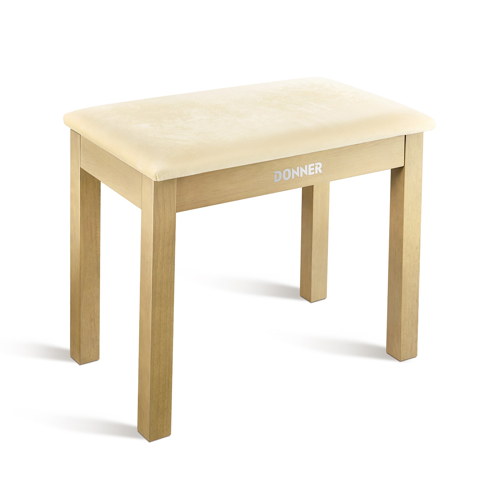 Donner Light Wood Color Piano Bench with High-Density Suede Cushion