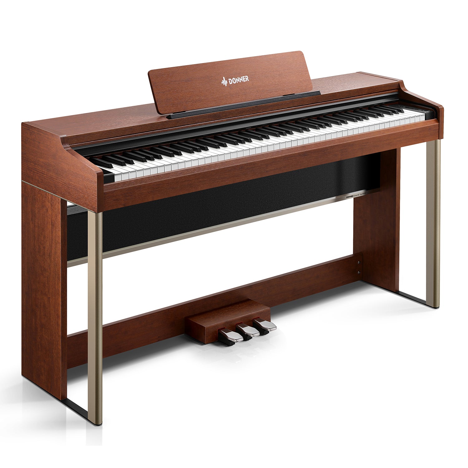 Donner DDP-200 PRO 88 Key Graded Hammer-Action Weighted Upright Digital Piano-Brown##
