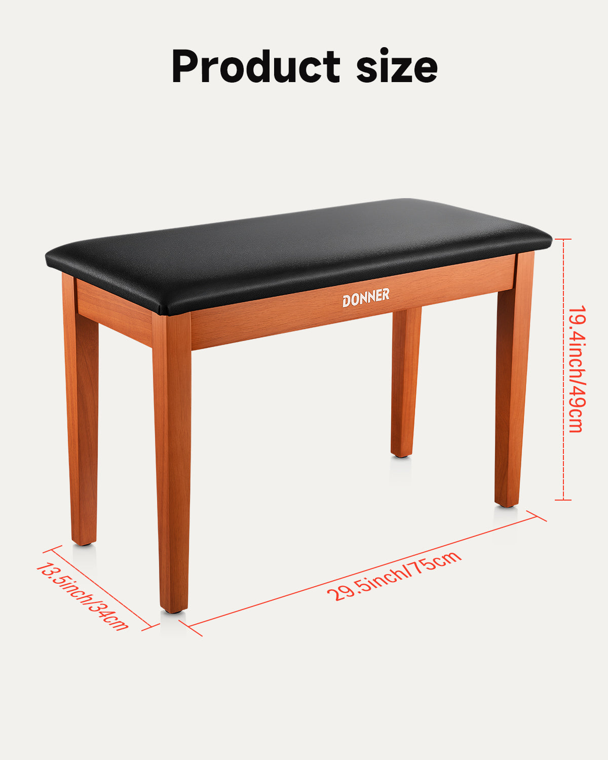 Donner Duet Piano Bench Stool with Storage Wooden