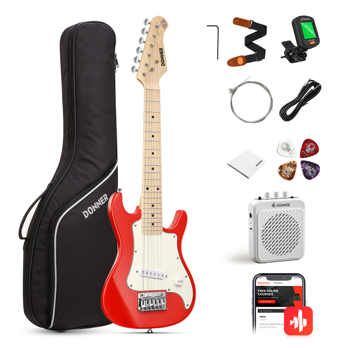 Donner DSJ-100 ST 30 Inch Junior Electric Guitar Beginner Kit