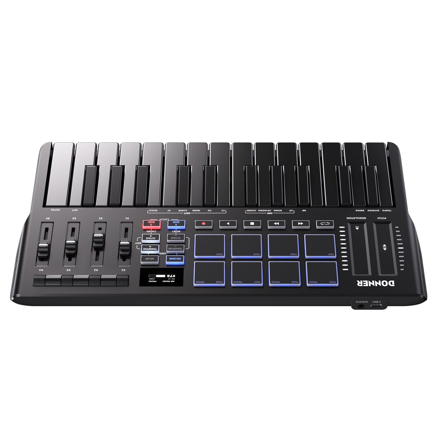Donner DMK-25 PRO MIDI Keyboard Controller with Personalized Touch Bar, Free Music Production Software/Free 40 Courses-Black##