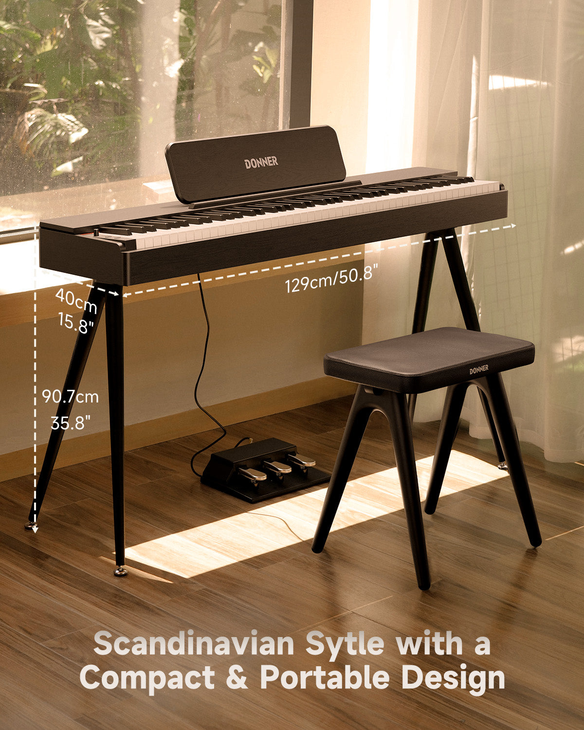 Donner OURA™ S100 88-Key Graded Hammer Weighted Digital Piano-Black##