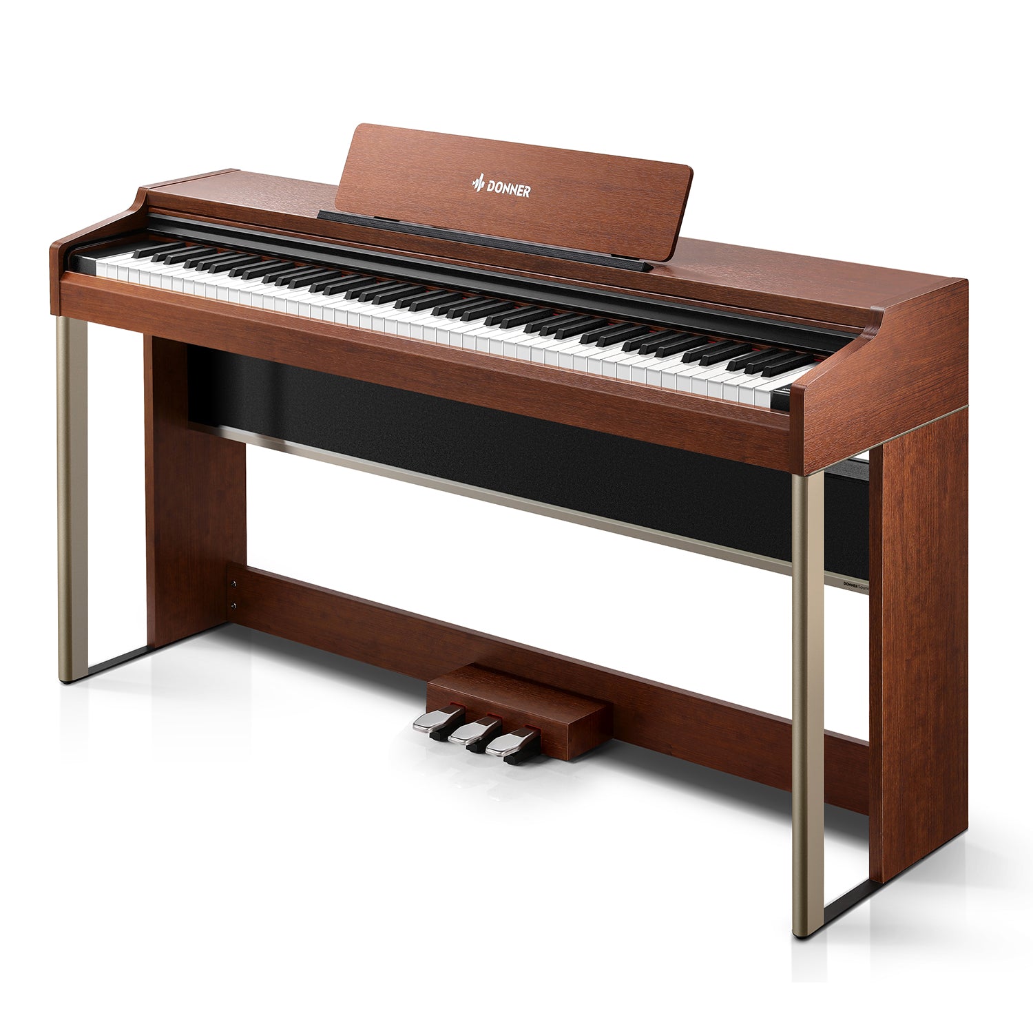 Donner DDP-200 PRO 88 Key Graded Hammer-Action Weighted Upright Digital Piano-Brown##