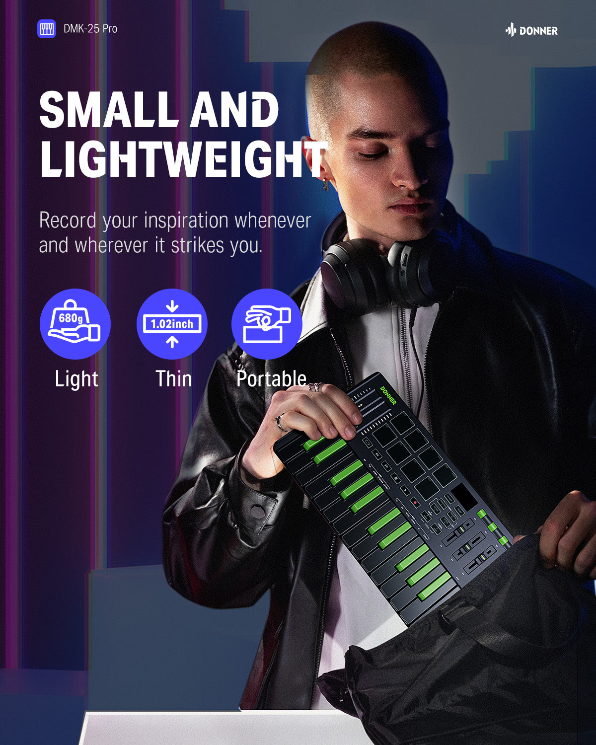 Donner DMK-25 PRO MIDI Keyboard-Green##