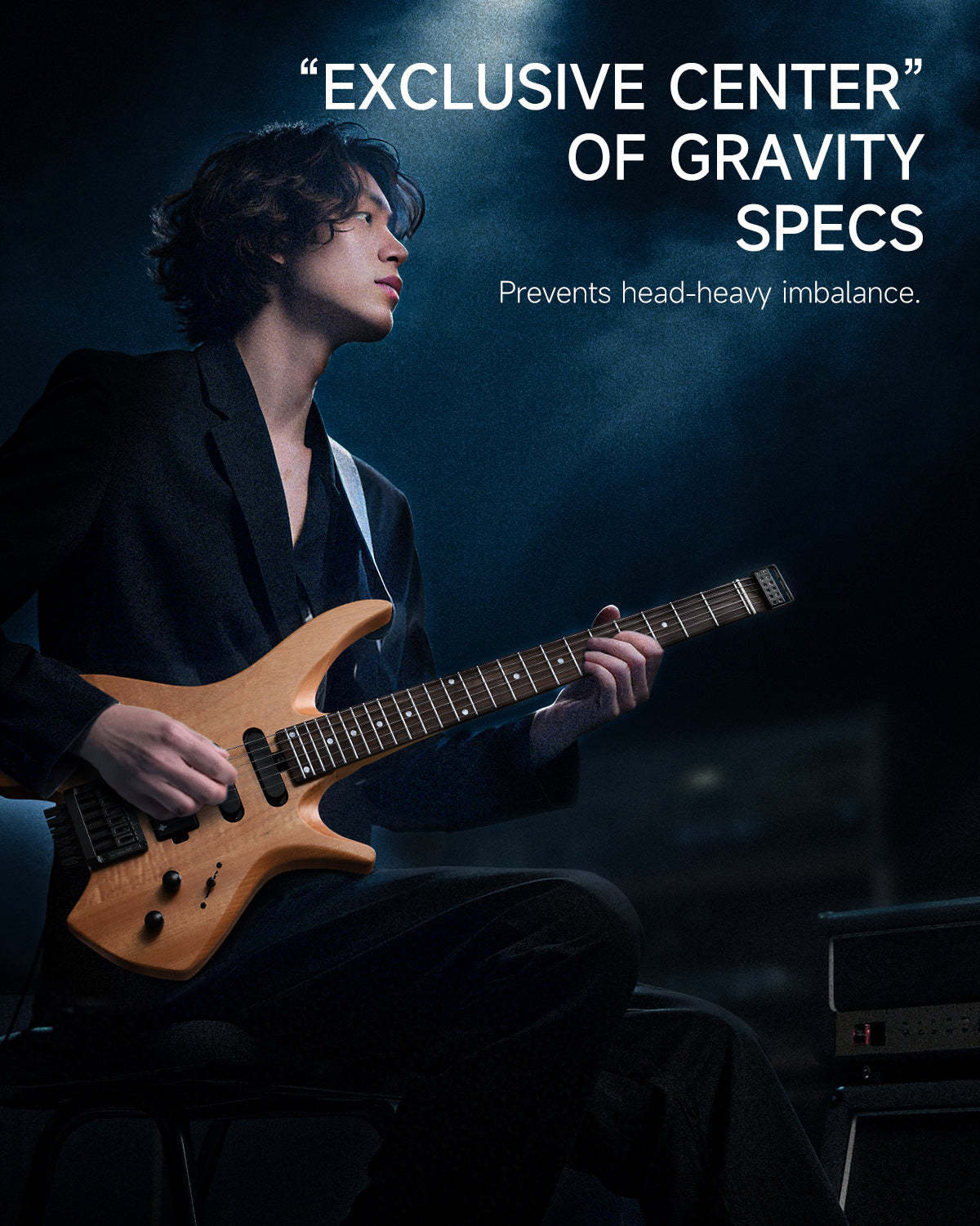 Donner NHL-500 Headless Electric Guitar-Wooden Nature##