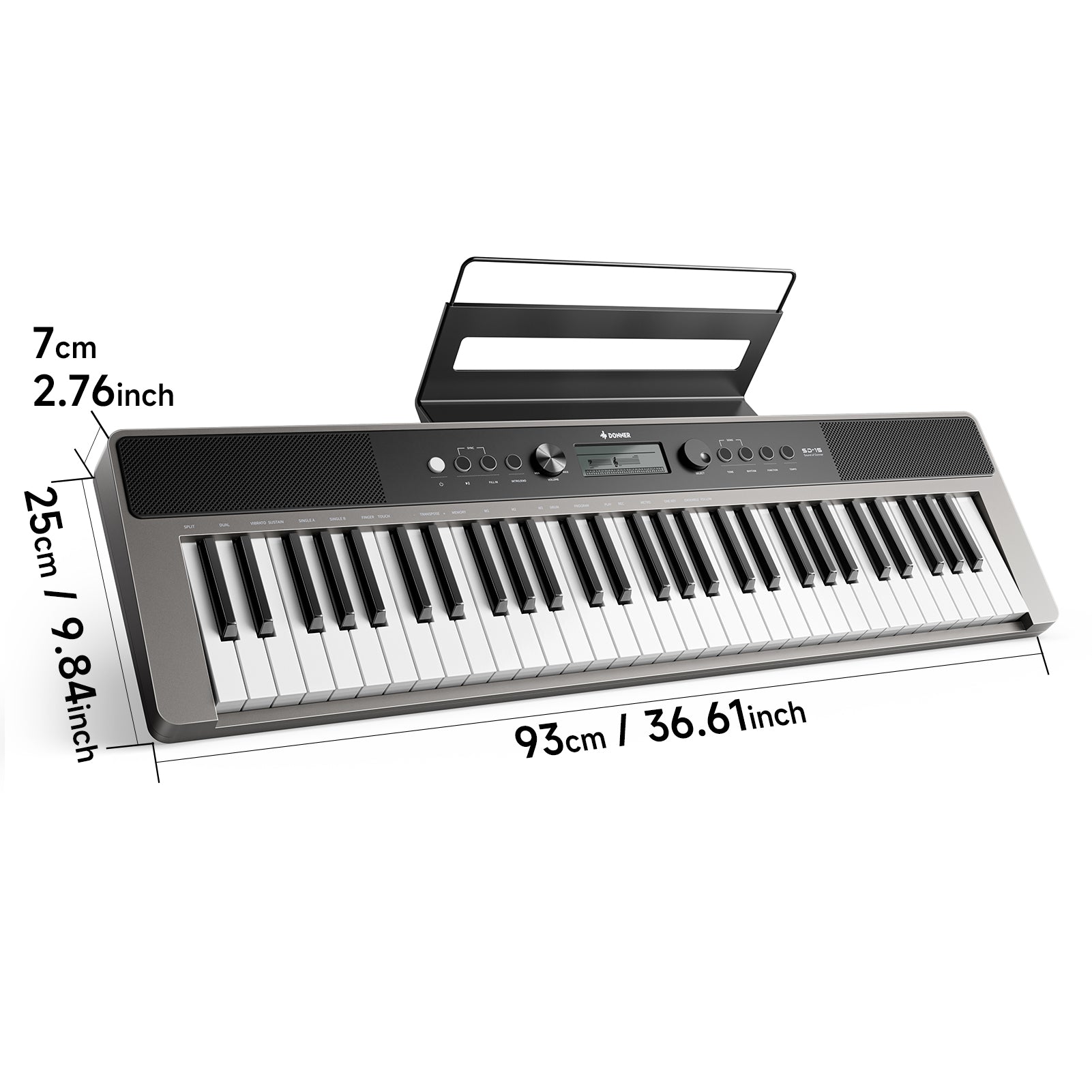 DONNER SD-15 61-Key Electronic Keyboard Set Gray