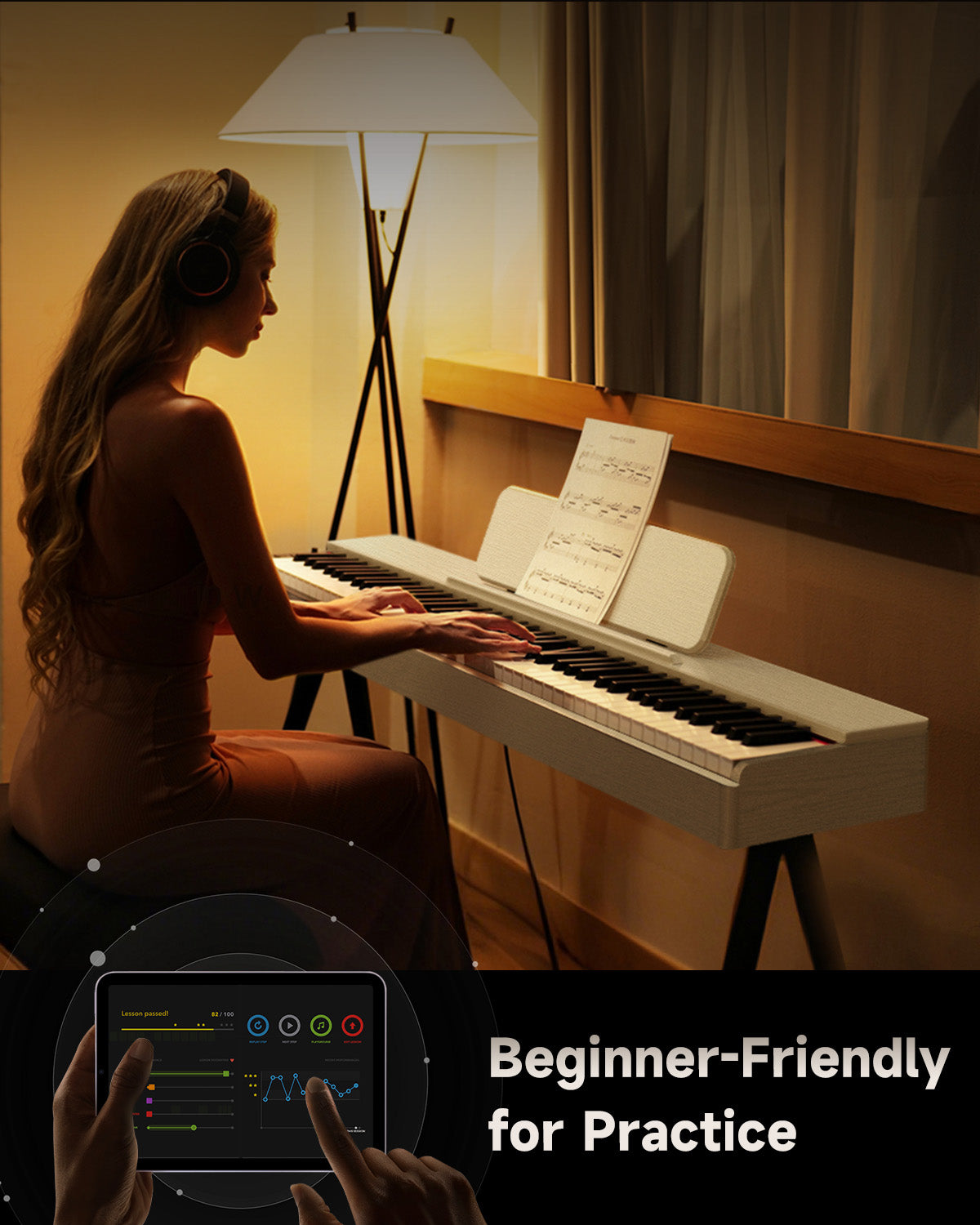 Donner OURA™ S100 88-Key Graded Hammer Weighted Digital Piano-White##