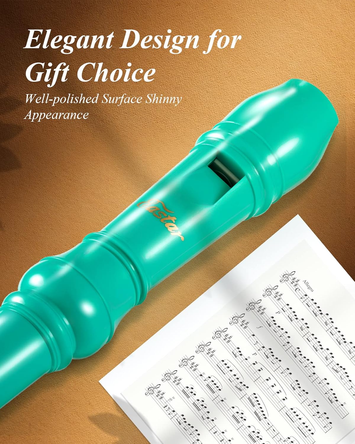 Eastar Soprano Recorder Instrument for Kids Beginners, German Fingering C Key Recorder Instrument 3 Piece with Cleaning Kit, Thumb Rest, Cotton Bag, Fingering Chart, ERS-21GB, School-Approved-Sky Blue##