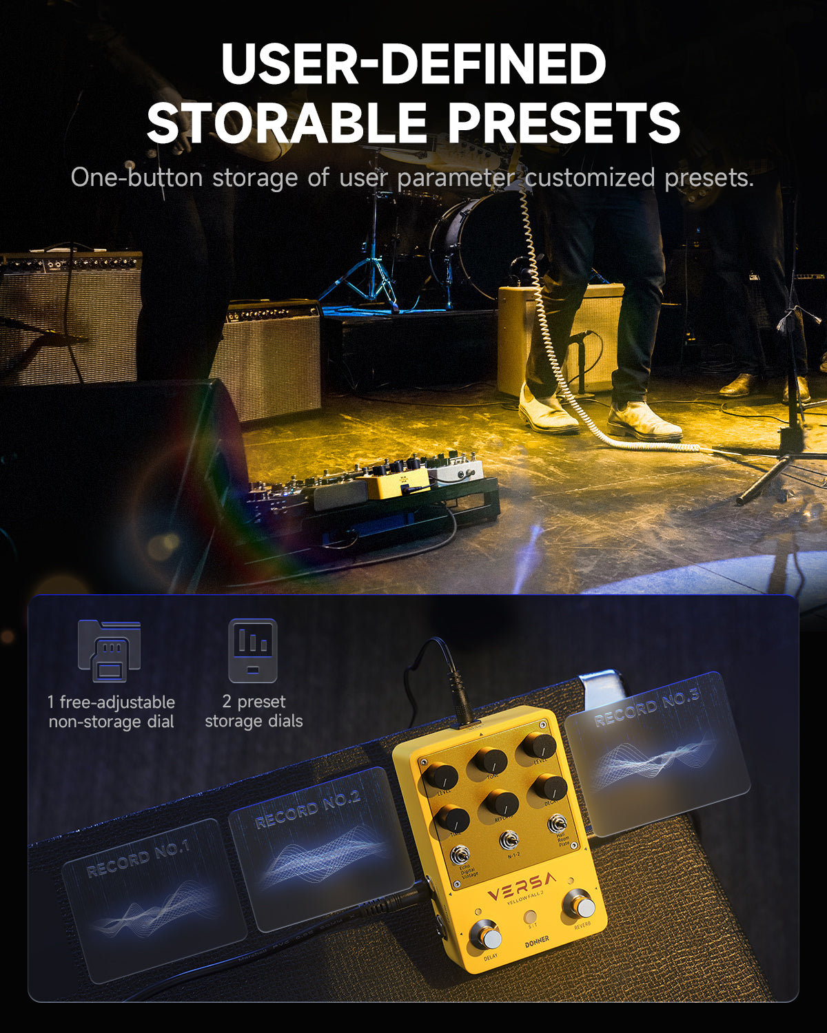Donner Versa - Yellow Fall II Reverb&Delay Combo Pedal