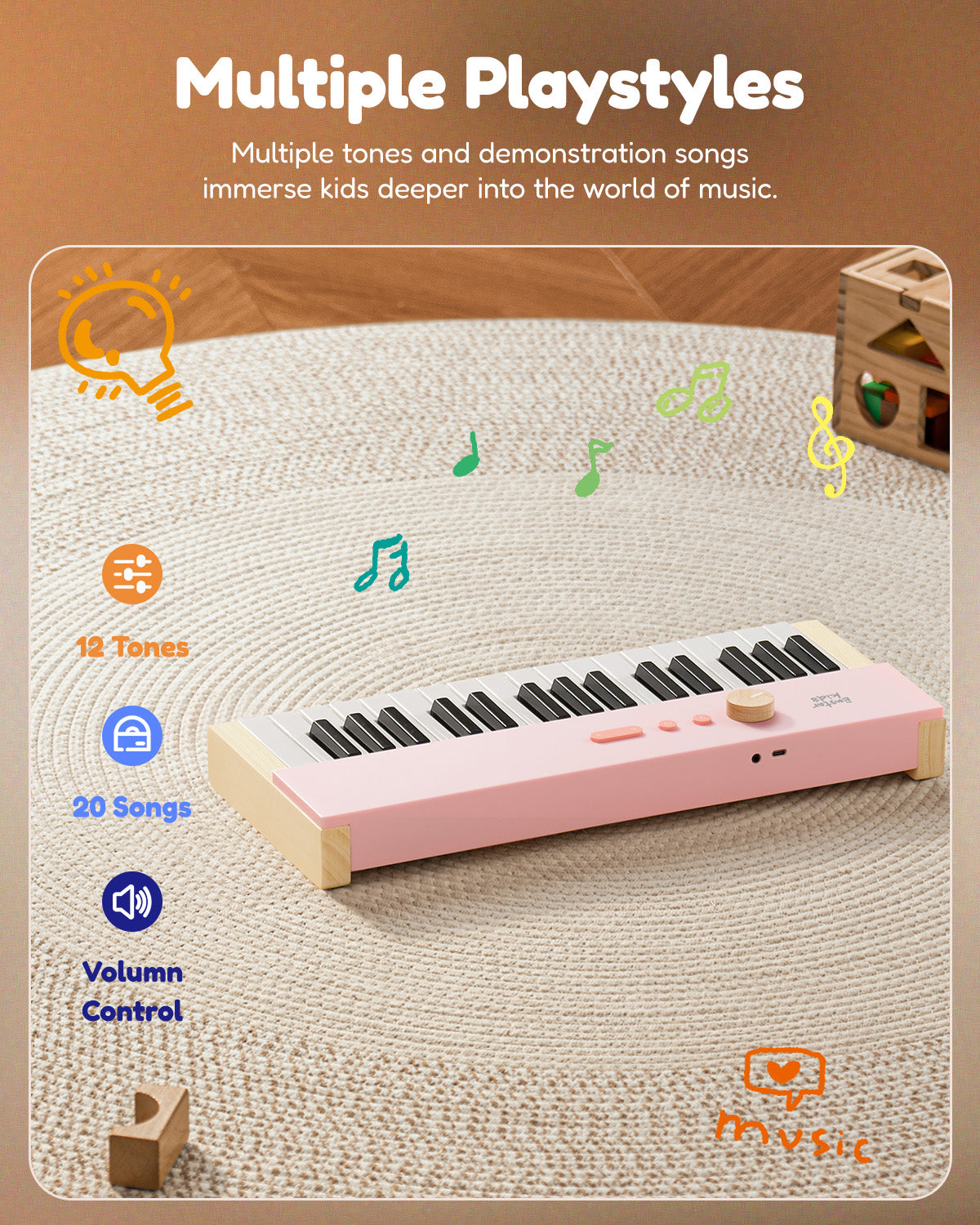Eastar KIDO V-10 32keys Mini Digital Keyboard-Pink##