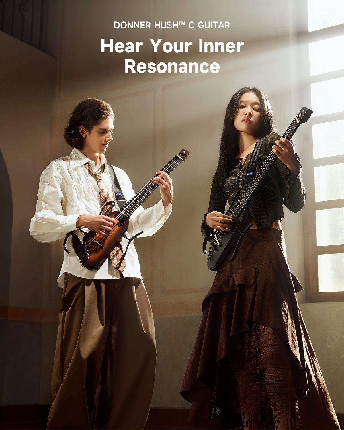 Donner HUSH™ C Classical Nylon String Guitars-Black##