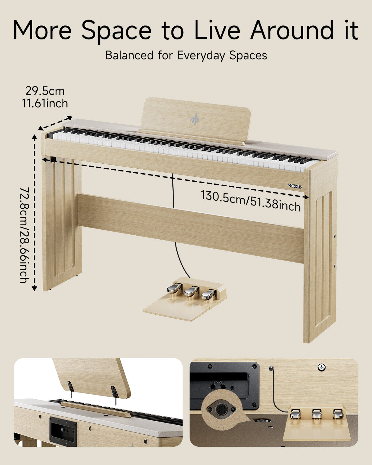 Donner OURA J100 88-key Home Digital Piano Japandi-inspired design