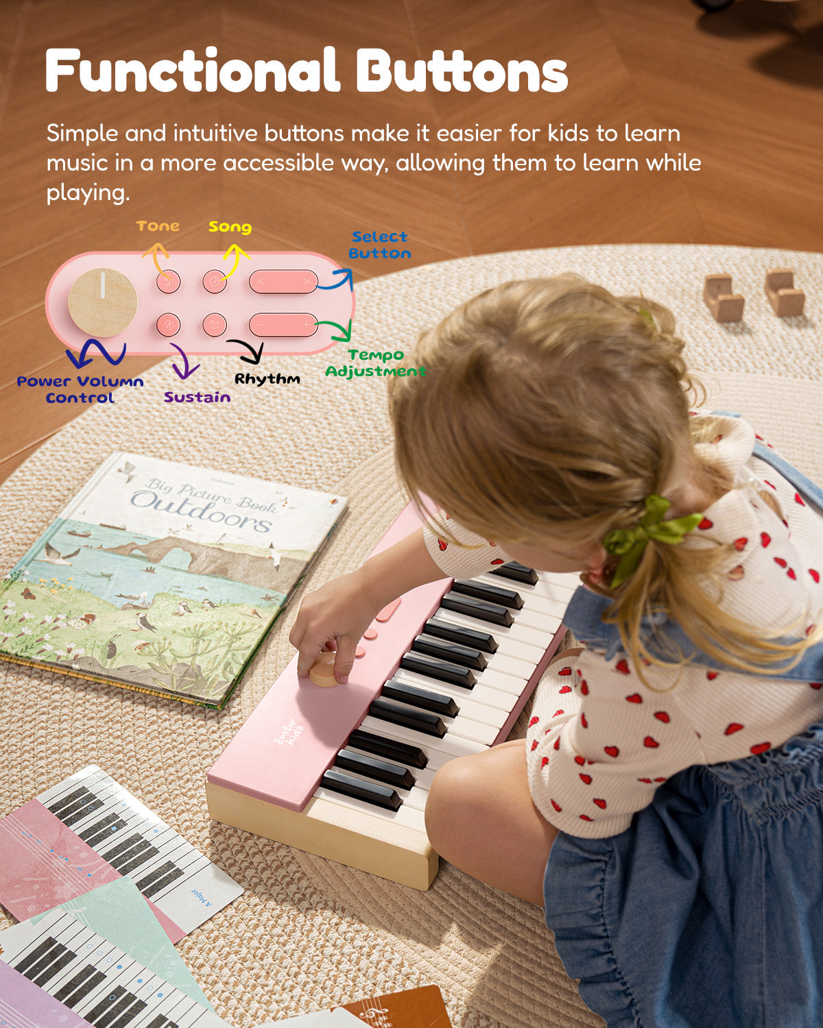 Eastar KIDO V-20 44 Keys Mini Digital Keyboard With Stand-Pink##