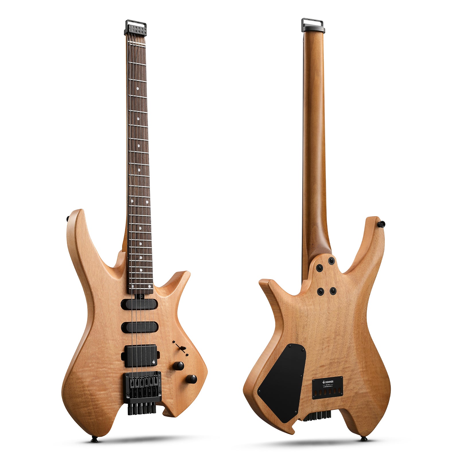 Donner NHL-500 Headless Electric Guitar-Wooden Nature##