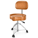 Donner Brown Drum Throne with Backrest Hydraulic Adjustable Height Motorcycle-Style Seat